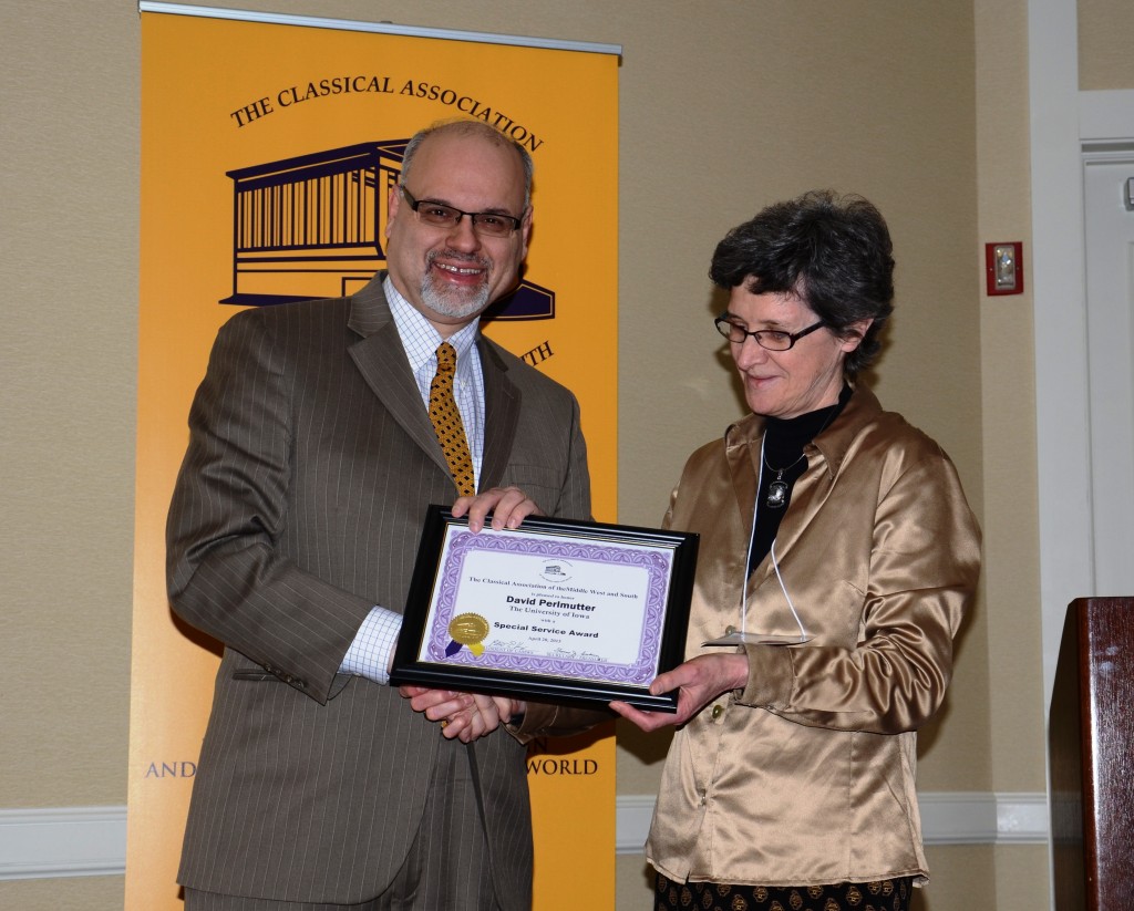 Perlmutter receiving the CAMWS Special Service Award, during it's 109th session, held in Iowa City. 